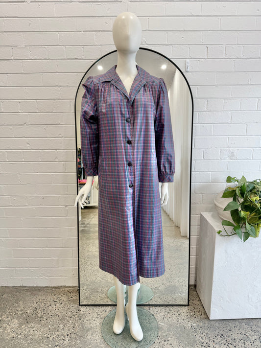 Vintage Christian Dior Plaid Rain Coat - Size 10