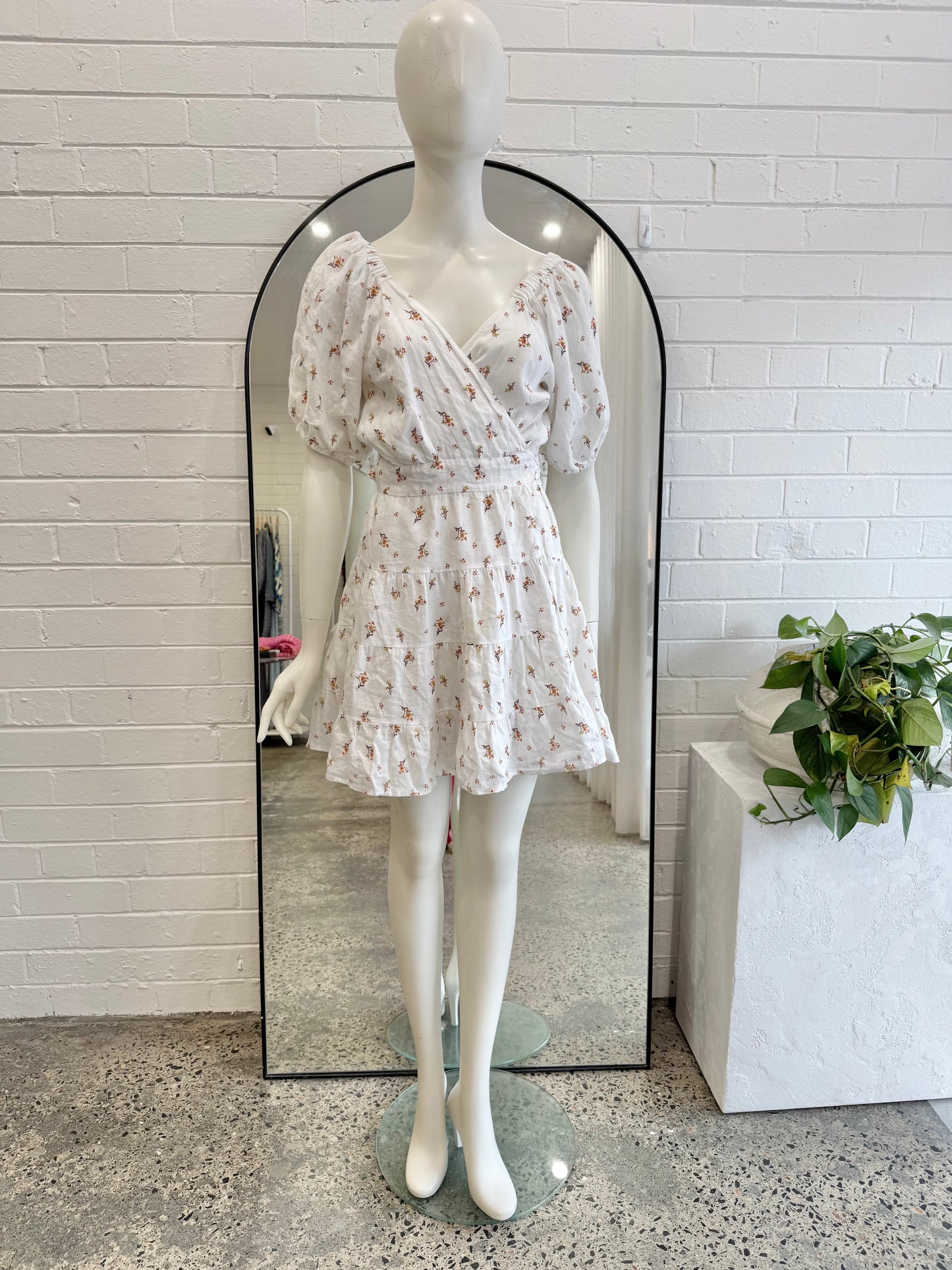 Kivari White Daria Linen Mini Dress - Size 12