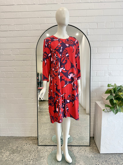 Marimekko Red Varbu Midi Dress - Size 44 (12)