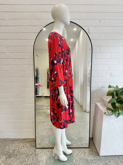 Marimekko Red Varbu Midi Dress - Size 44 (12)