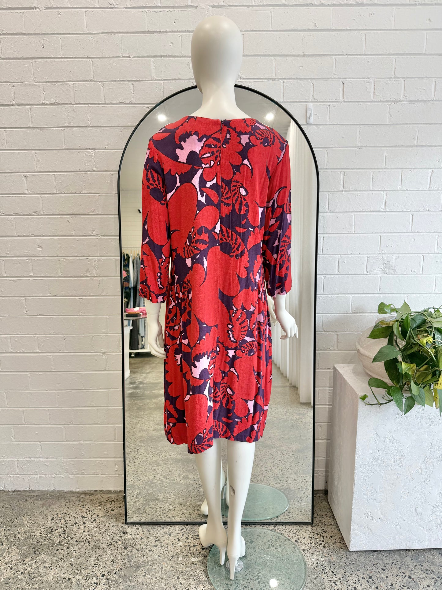 Marimekko Red Varbu Midi Dress - Size 44 (12)