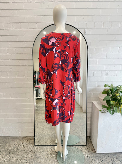 Marimekko Red Varbu Midi Dress - Size 44 (12)