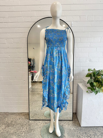 Steele Blue Floral Midi Dress - Size XS