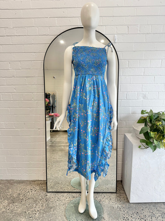 Steele Blue Floral Midi Dress - Size XS