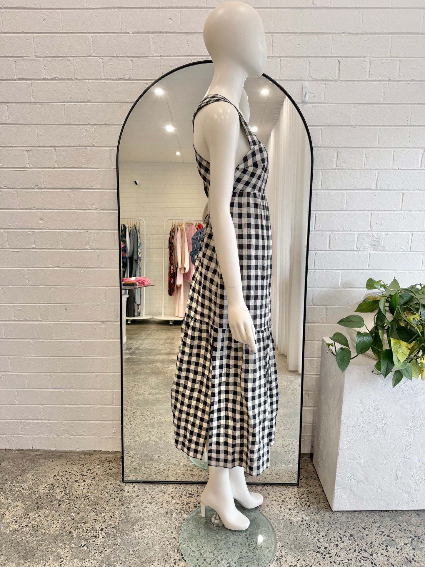 Shona Joy 'Aimee' Wide Strap Gingham Midi Dress - Size 8