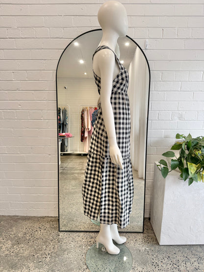 Shona Joy 'Aimee' Wide Strap Gingham Midi Dress - Size 8