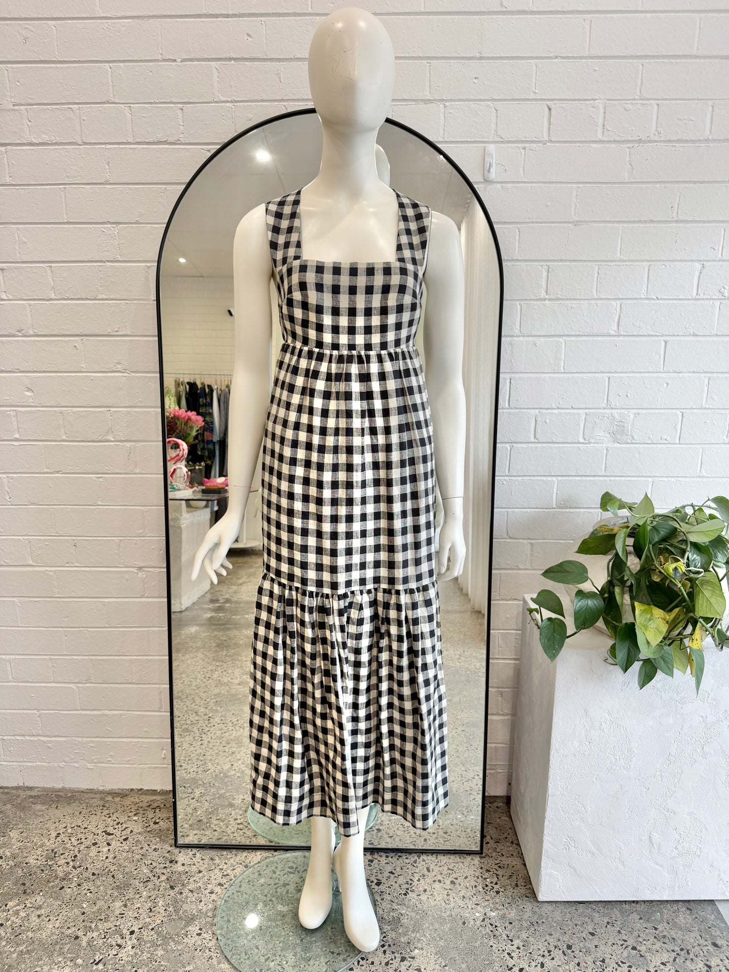 Shona Joy 'Aimee' Wide Strap Gingham Midi Dress - Size 8