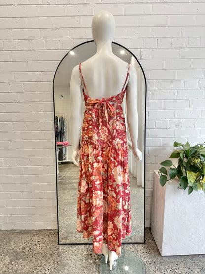 Posse Red Floral Raquel Maxi Dress - Size M (10)