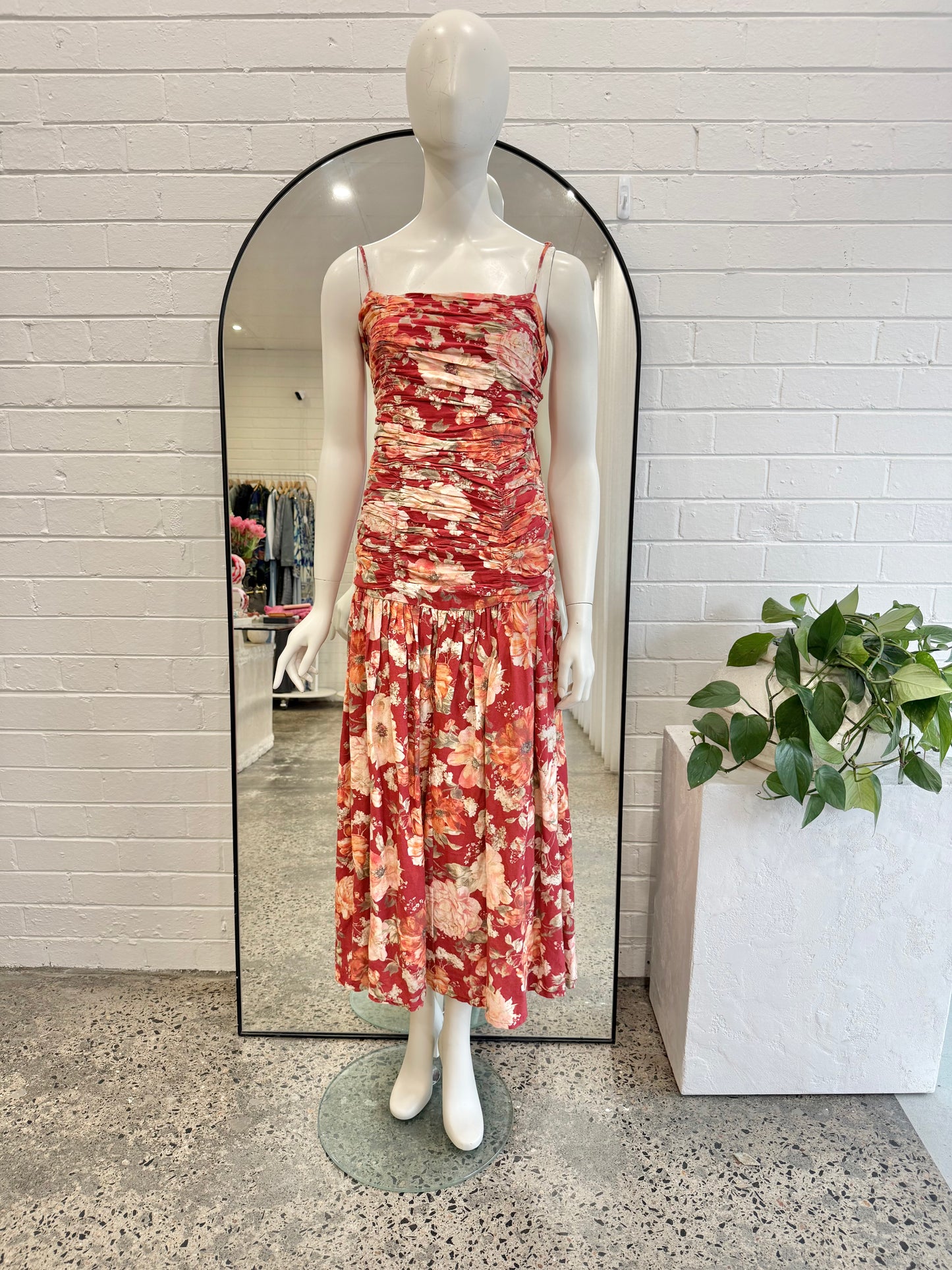 Posse Red Floral Raquel Maxi Dress - Size M (10)