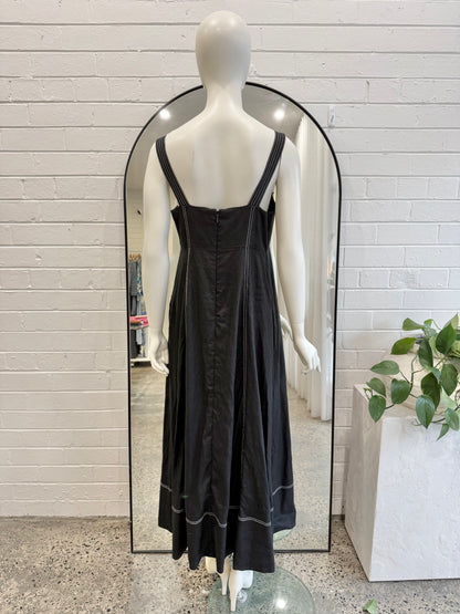 Aje Black Breathless Stitch Midi Dress - Size 12