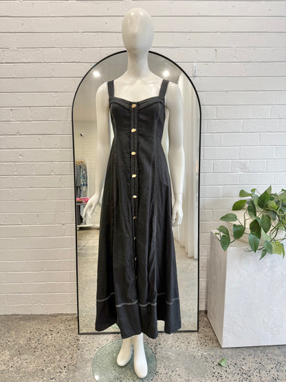 Aje Black Breathless Stitch Midi Dress - Size 12