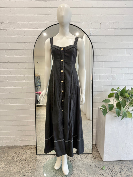 Aje Black Breathless Stitch Midi Dress - Size 12