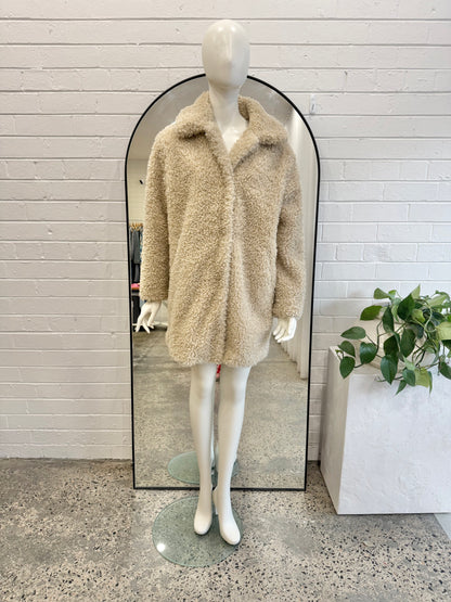 Espirit Beige Teddy Coat - Size S (6 - 8)