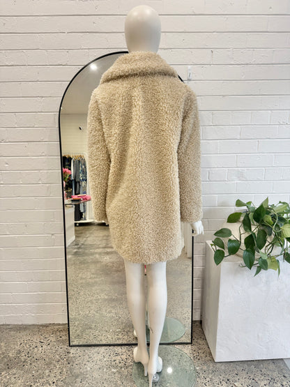 Espirit Beige Teddy Coat - Size S (6 - 8)