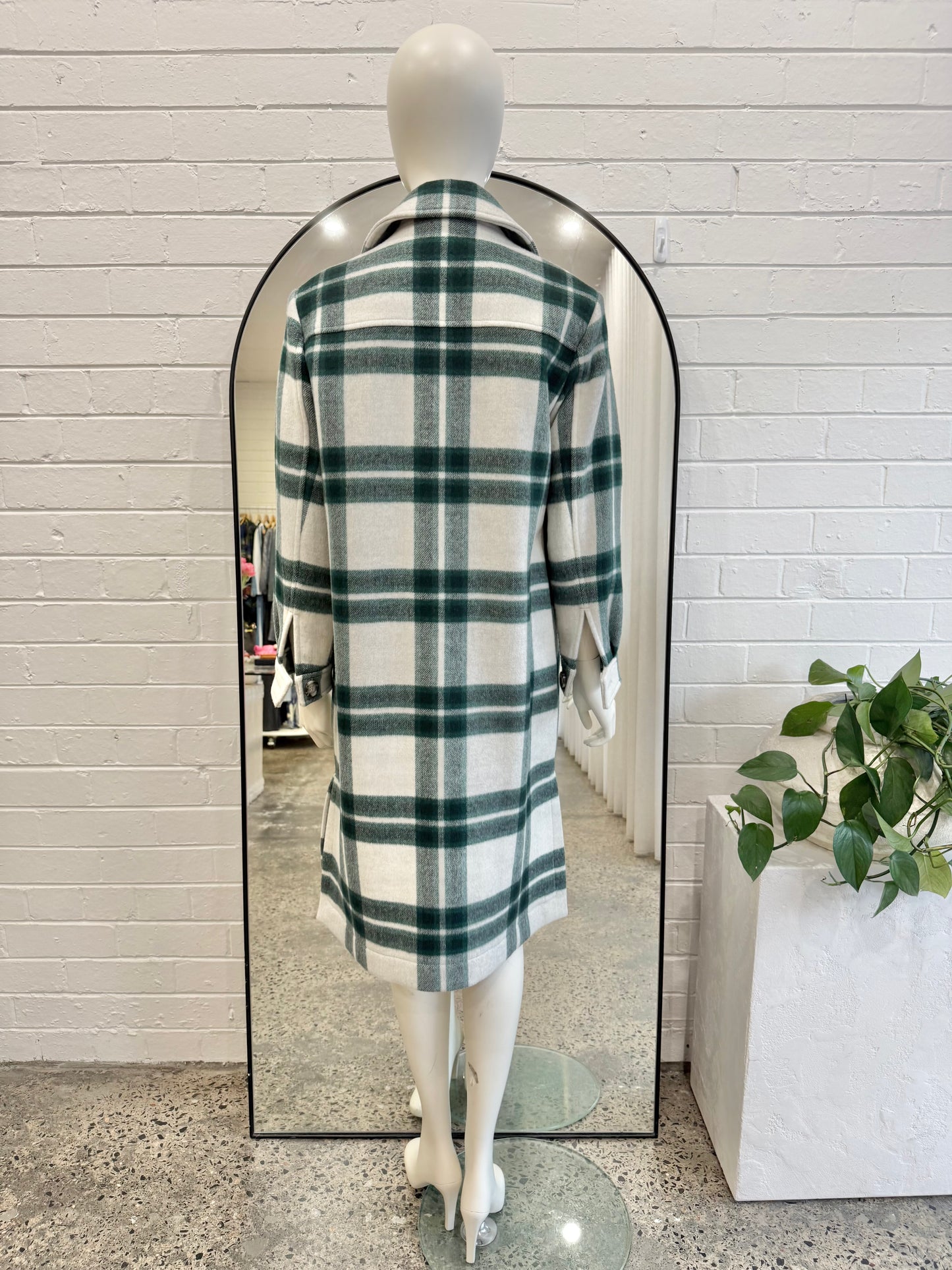 Country Road Dark Spruce Pocket Detail Check Coat - Size XXS - XS (6 - 8)