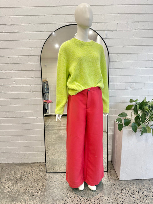 Cos Lime Green Wool Blend Knit Jumper - Size L (12)