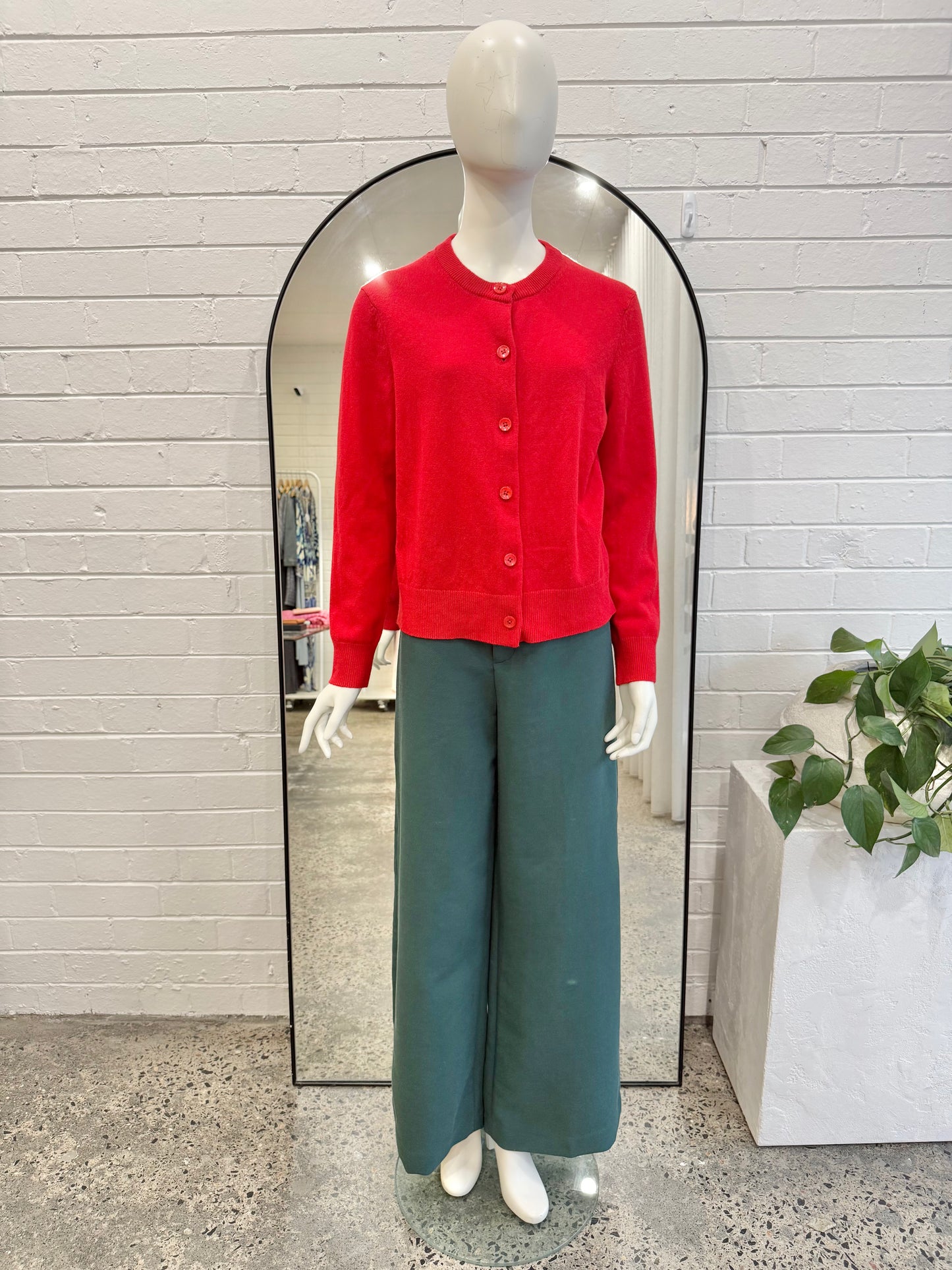Sportscraft Red Wool Cardigan - Size M (10 - 12)