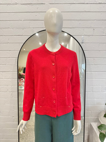 Sportscraft Red Wool Cardigan - Size M (10 - 12)
