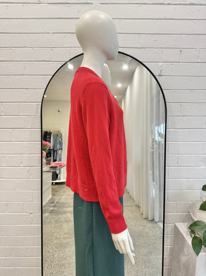 Sportscraft Red Wool Cardigan - Size M (10 - 12)