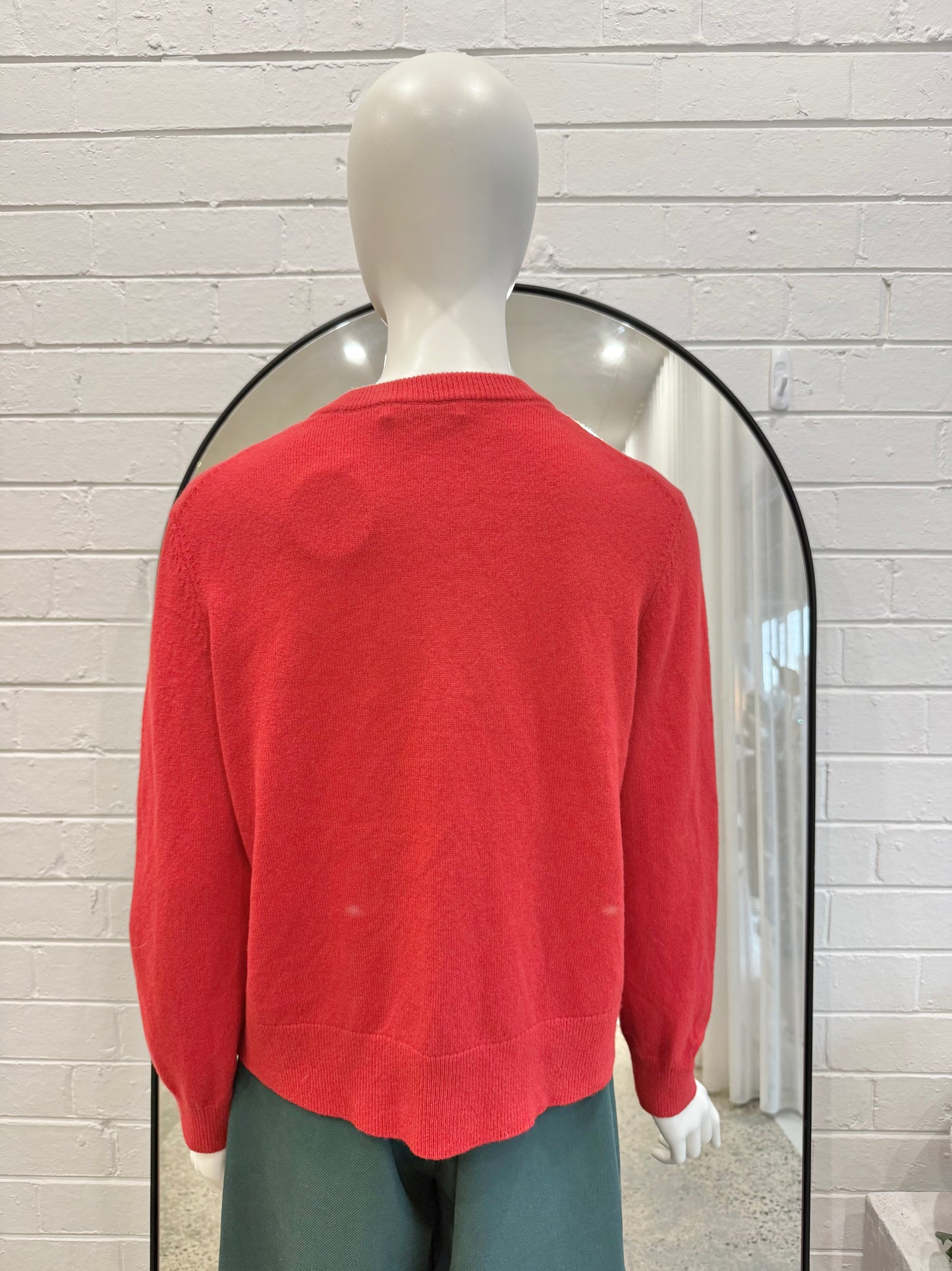 Sportscraft Red Wool Cardigan - Size M (10 - 12)