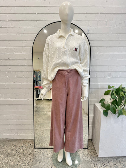 Kuwaii Mauve Wide Leg Tailored Pant - Size 14