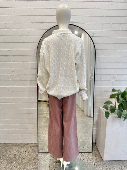 Kuwaii Mauve Wide Leg Tailored Pant - Size 14
