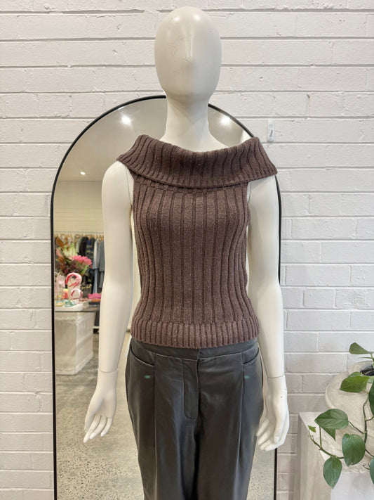Viktoria and Woods Brown Rockling Off Shoulder Knit - Size 1 (8)