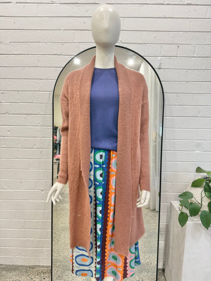 Country Road Rose Fluffy Longline Cardigan - Size XS