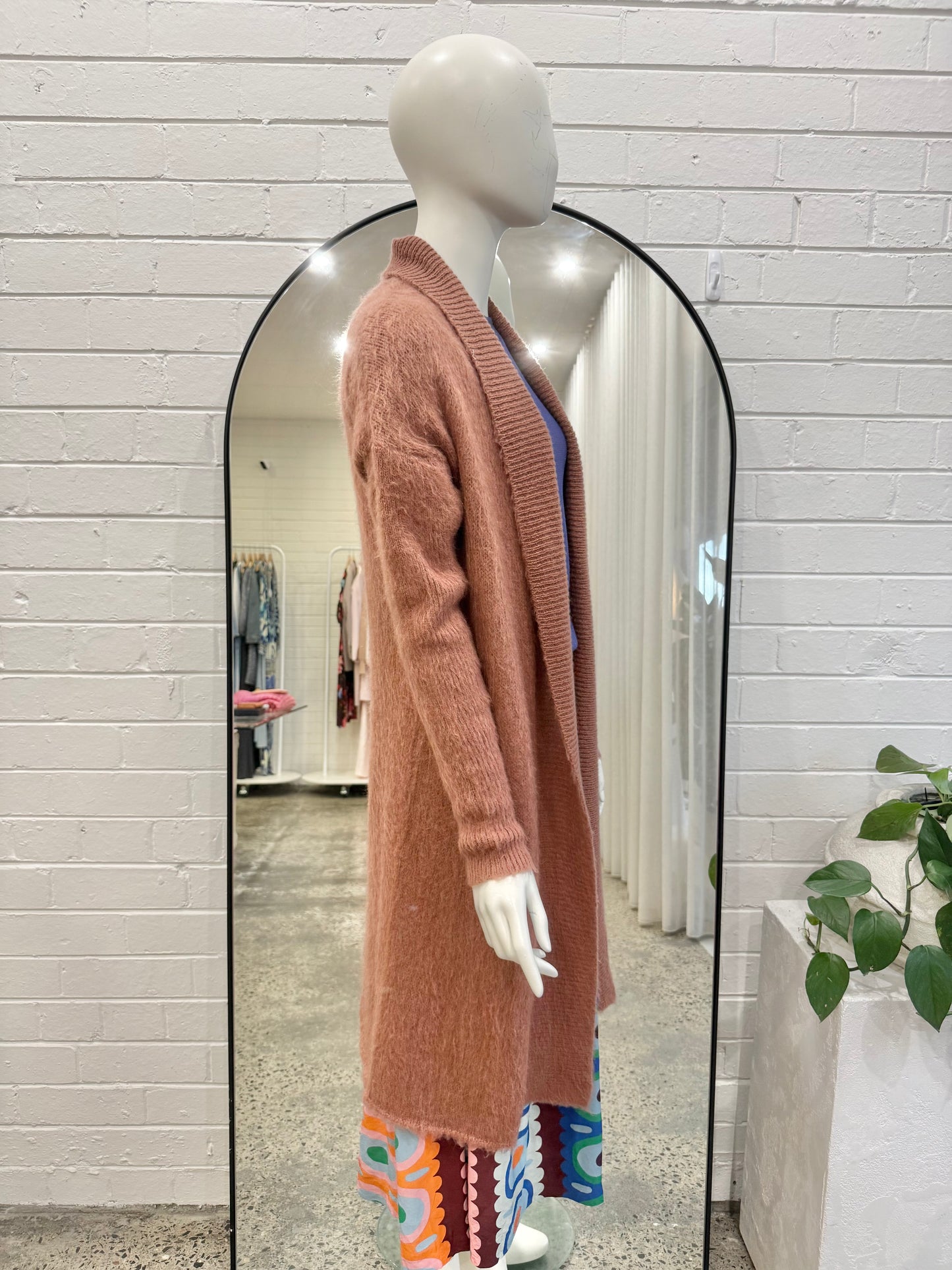 Country Road Rose Fluffy Longline Cardigan - Size XS