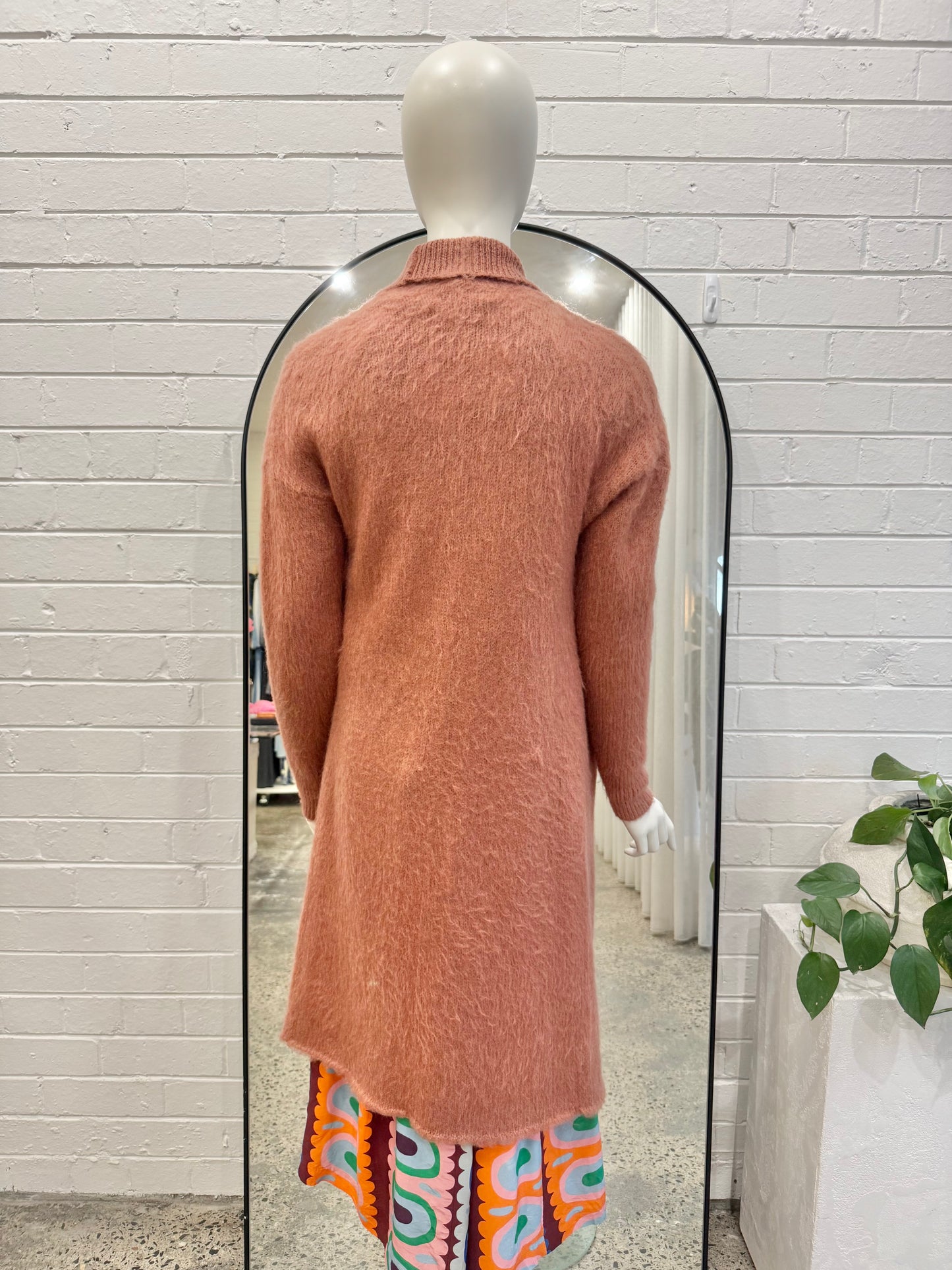 Country Road Rose Fluffy Longline Cardigan - Size XS