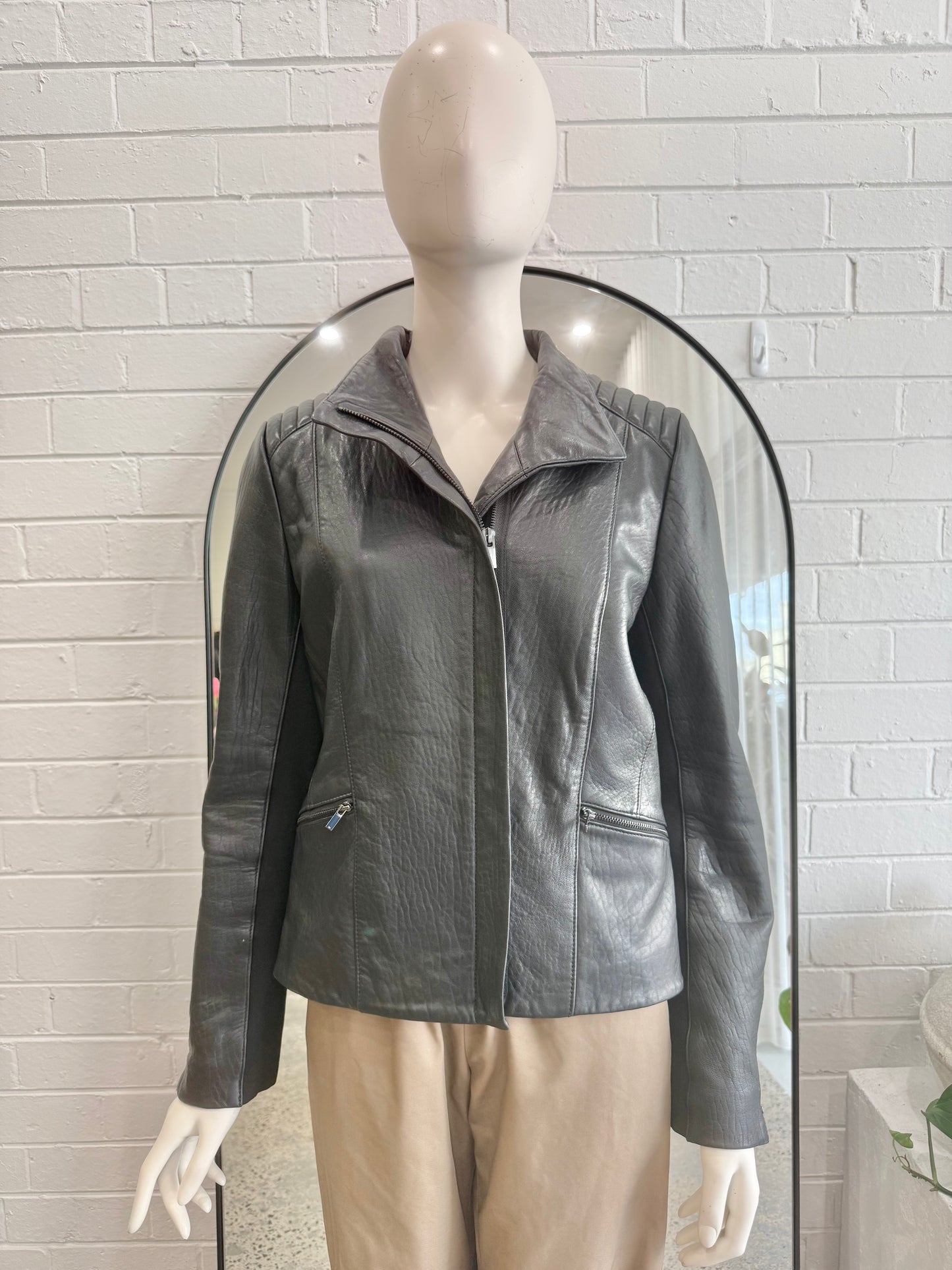 Marcs Black Lani Leather Jacket - Size 14