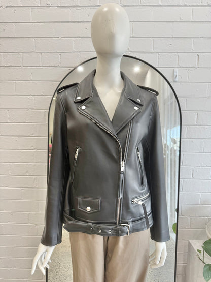 Ena Pelly Classic Biker Jacket in Black - Size 8