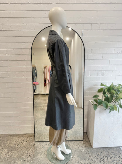 Vintage Espagna Black Leather Trench Coat - Size 36 (6 - 8)