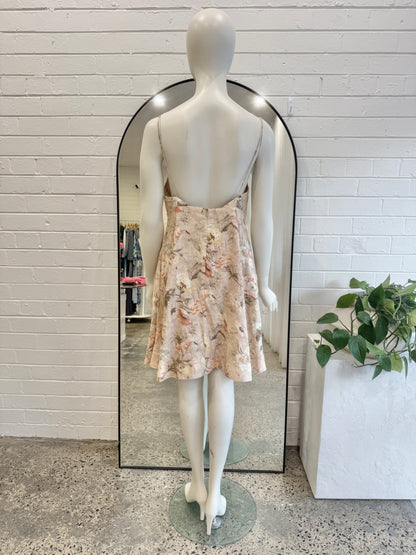 Zimmermann Bowerbird Floral Linen Mini Dress - Size 1 (8)
