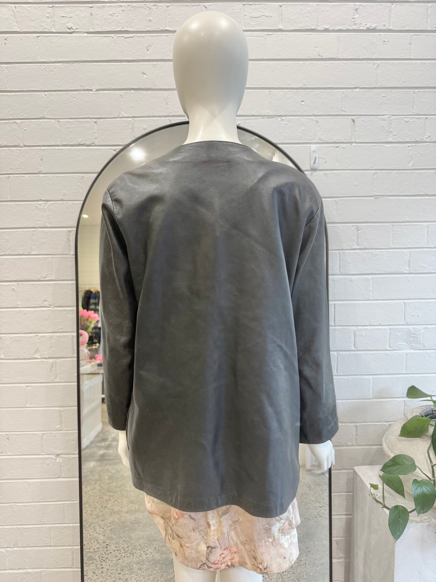 Vintage Rahman Black Leather Jacket  - Size 10