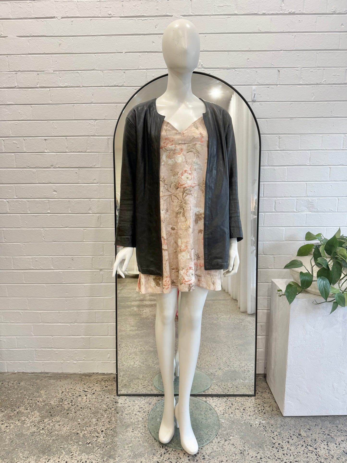 Vintage Rahman Black Leather Jacket  - Size 10
