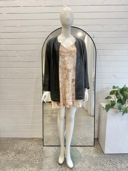 Vintage Rahman Black Leather Jacket  - Size 10