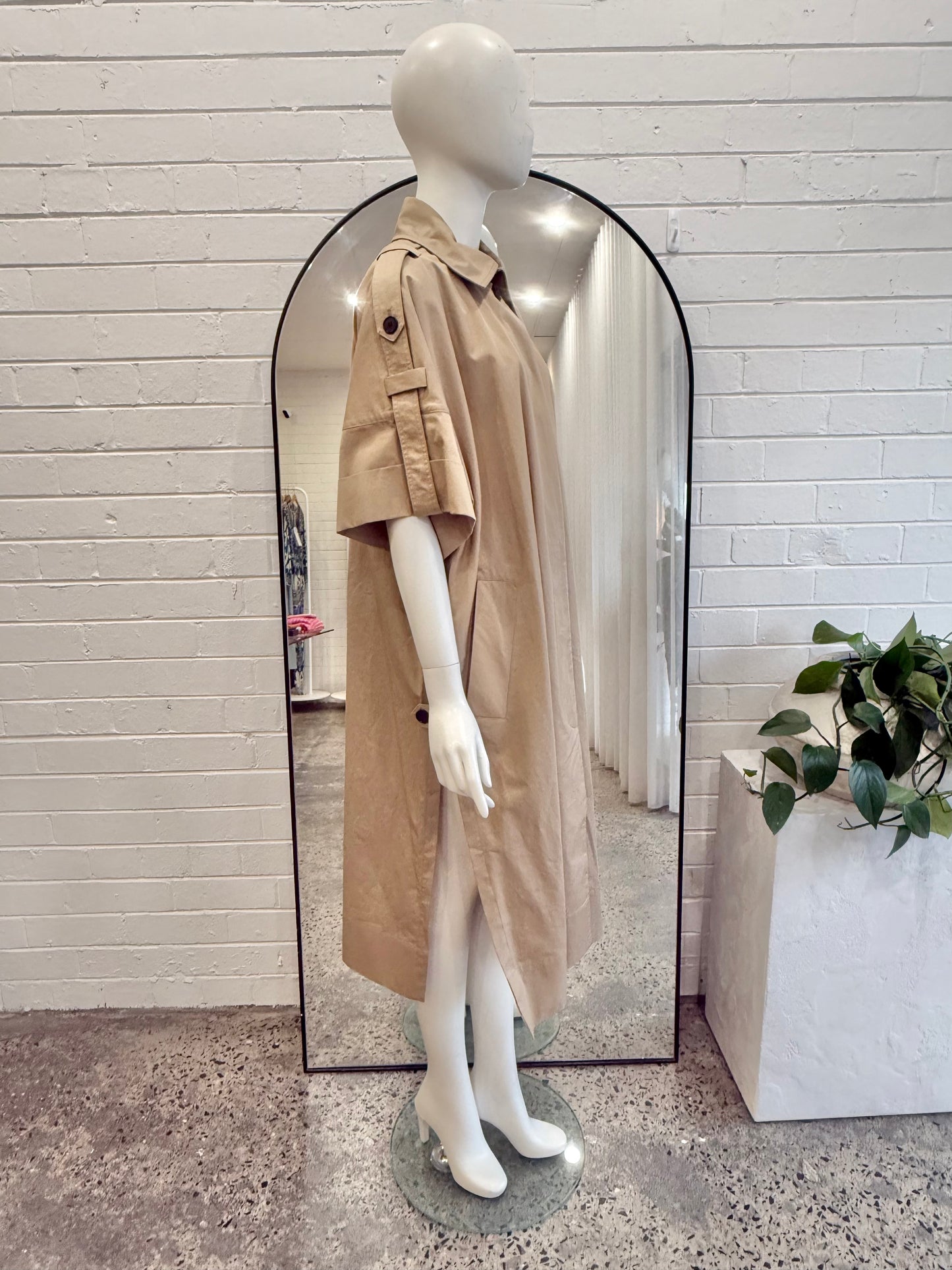 All Saints 'Tina' Short Sleeve TrenchCoat in Camel - Size M/L (12-14)