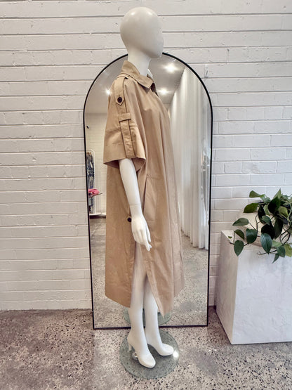 All Saints 'Tina' Short Sleeve TrenchCoat in Camel - Size M/L (12-14)