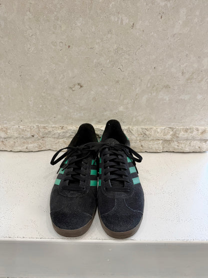 Adidas Black and Green Gazelle Sneakers - Size 8