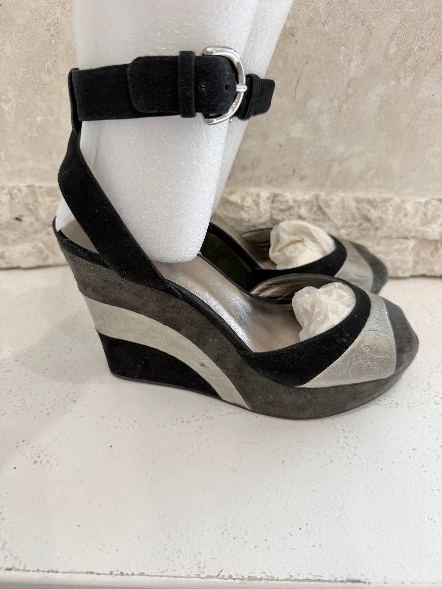 Coach Suede Wedge Sandals - Size 8.5 (39)