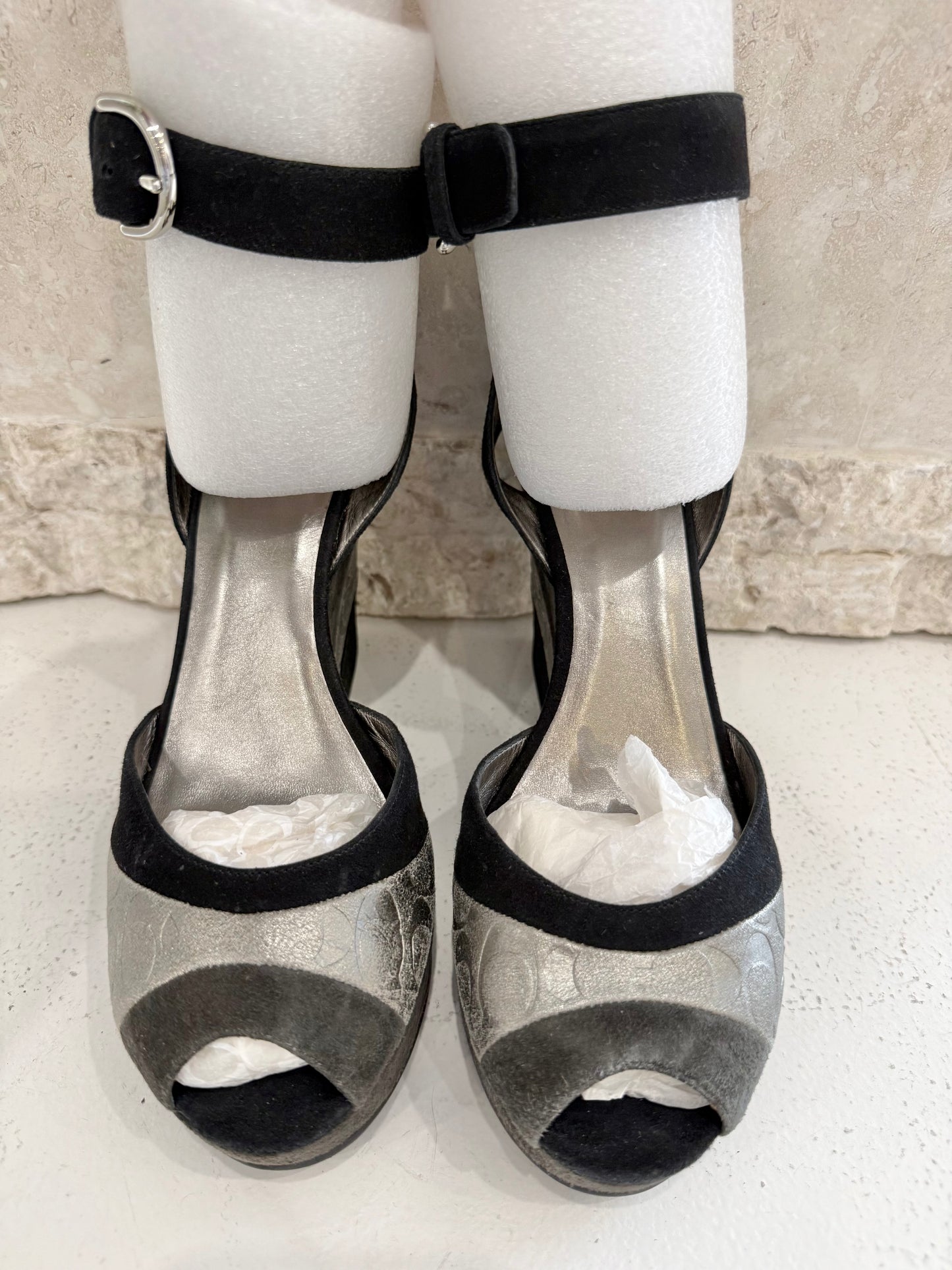 Coach Suede Wedge Sandals - Size 8.5 (39)