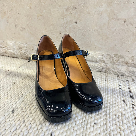 Sezane Georgia High Mary Jane Heels in Black - Size 39