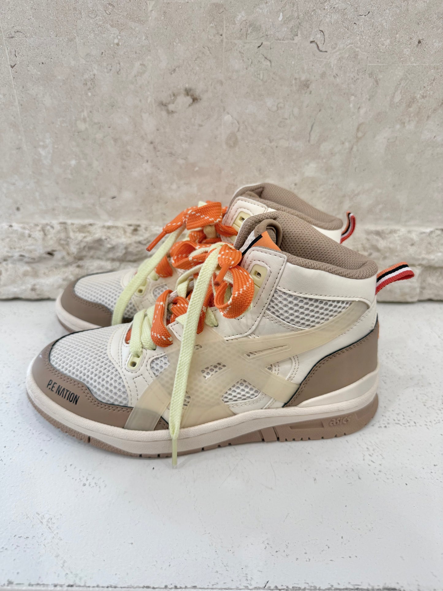 PE Nation x Asics Pearled Ivory/Burro Hightop Sneaker - Size 37