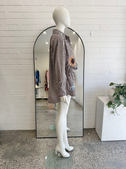 Alemais Chocolate Sirocco Embroidered Shirt and Short Set - Size 8