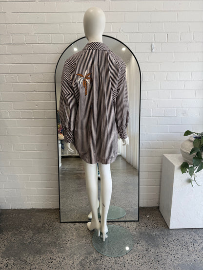 Alemais Chocolate Sirocco Embroidered Shirt and Short Set - Size 8