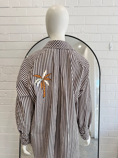 Alemais Chocolate Sirocco Embroidered Shirt and Short Set - Size 8
