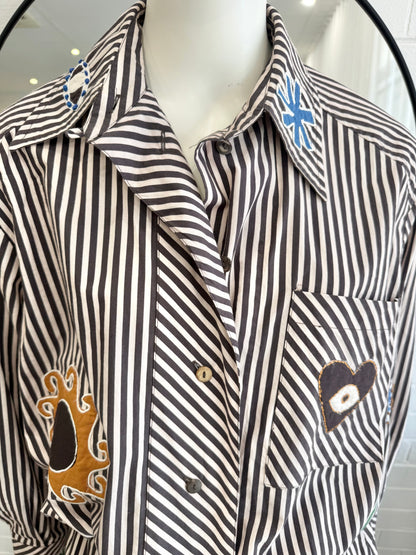Alemais Chocolate Sirocco Embroidered Shirt and Short Set - Size 8