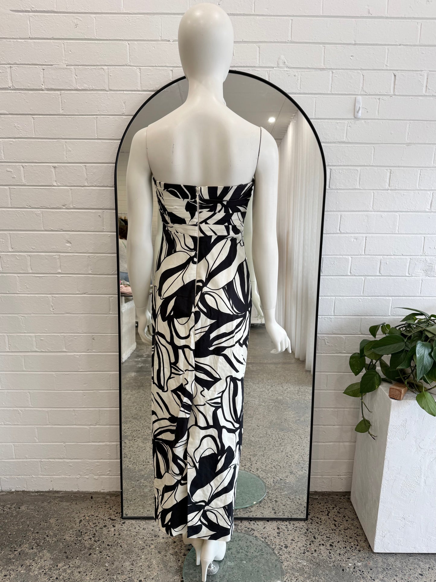 Shona Joy Black and White Azize Strapless Maxi Dress - Size 8