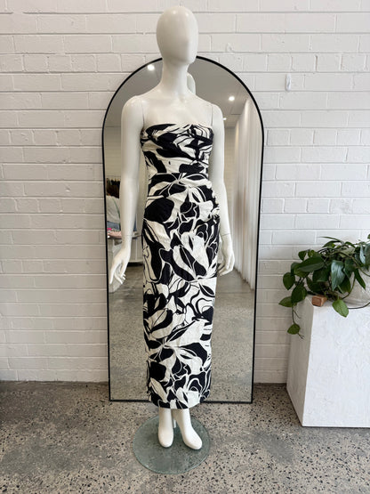 Shona Joy Black and White Azize Strapless Maxi Dress - Size 8